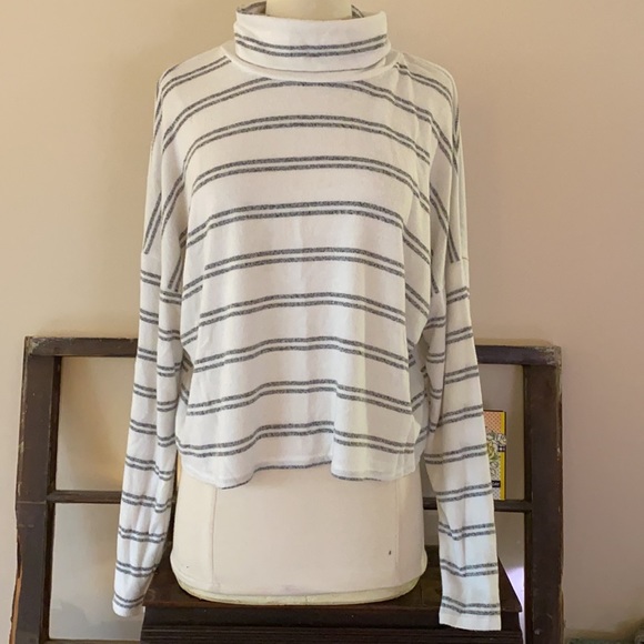 Caution to the Wind gray stripe cowlneck top - Picture 8 of 8